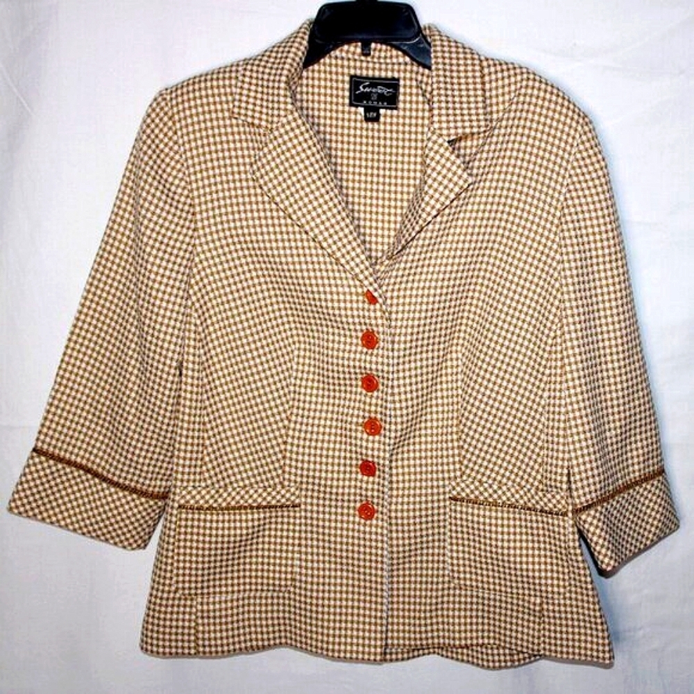 🔹 Sweet Suit Woman Houndstooth Blazer - Size 14W 🔹